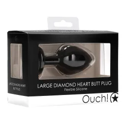 Ouch! Plug Bijou Anal Silicone Heart Noir 7 x 3.5 cm